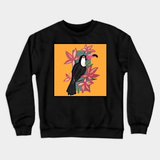 Pink toucan bird with background Crewneck Sweatshirt